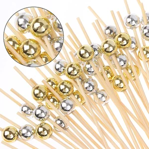 شوكة فاكهة الخيزران القابل للتصرف شوكة ملتوية للفواكه والحلويات البوفيه سيخ الطعام كوكتيل وساندويتش 12 سم 100 قطعة أعلى 6 مبيعات آلة سيخ الخيزران - No1