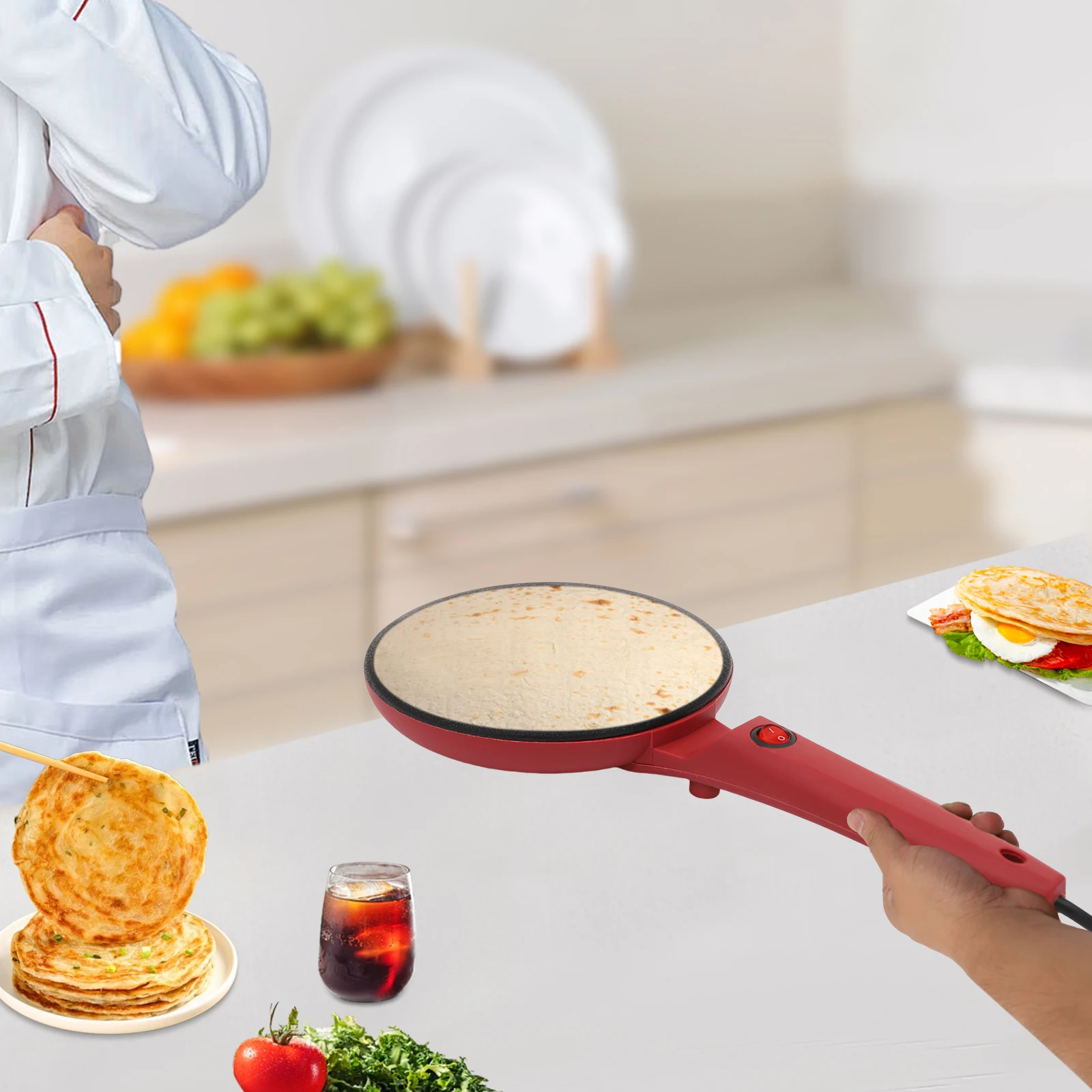 Elektrischer Crêpes-Maker – tragbar, antihaftbeschichtet, automatische Temperaturregelung für Crêpes, Pfannkuchen, Tortillas
