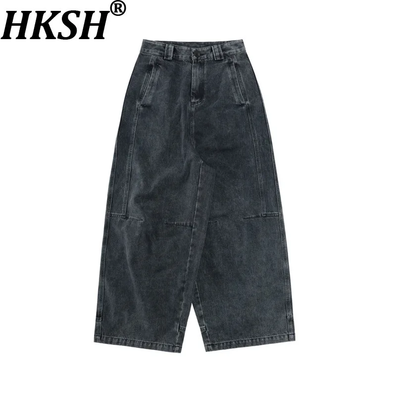 

HKSH Straight Loose Niche Safari Style Denim Pants 2025 Spring Autumn New Men Tide Punk Wide-Leg Jeans Vintage Chic Ins HK10917