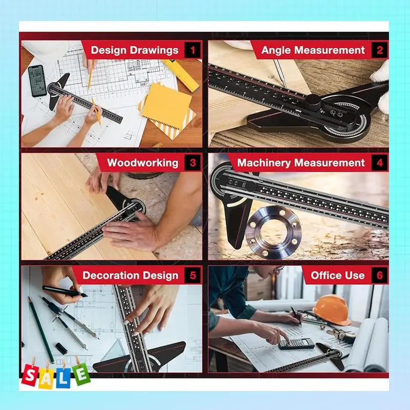 

A56X Угловой транспортир, угловой датчик, регулируемые алюминиевые строительные транспортиры с 13-дюймовой деревообрабатывающей линейкой