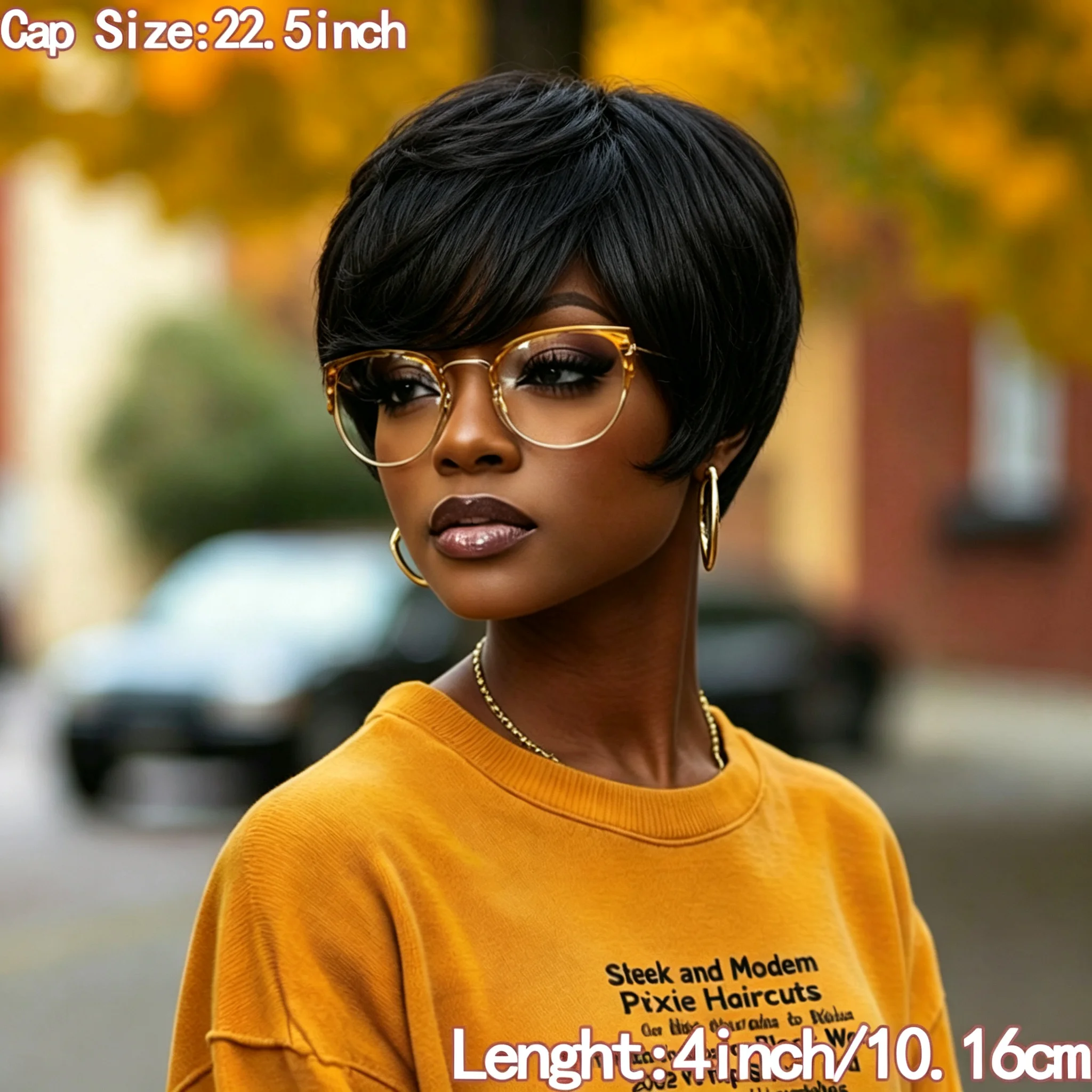 Short 100% Human Hair Women Pixie Cut Wig | Natural Looking Bob with Layered Straight Hair Hight Density Machine Made