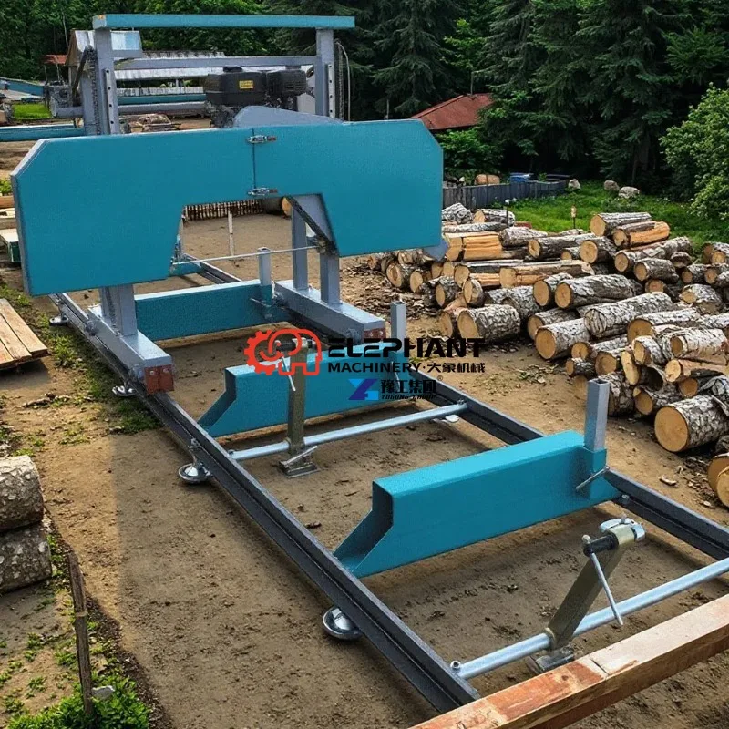 Industrial Machinery Mobile Diesel Timber Sawmill Bandsaw Wheel Machine Wood Hydraulic Sawmill with Diesel Engine