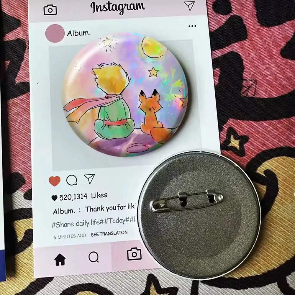 Classic L-Little P-Prince-p Laser Badge Creative Pins Brooch for Bag Clothes Hat Decor Gifts Fans Collect view 3