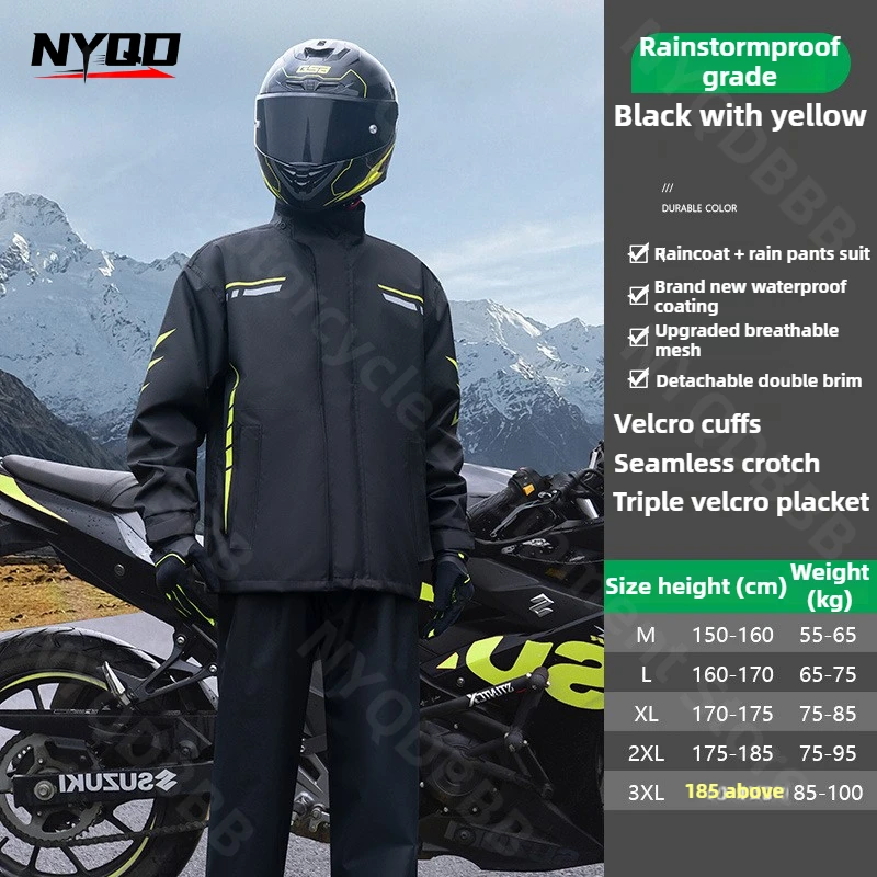 

Motorcycle Raincoat Riding Rainstorm Prevention Suit Electric Bicycle Bright Reflective Strip Back Breathable Split Raincoat