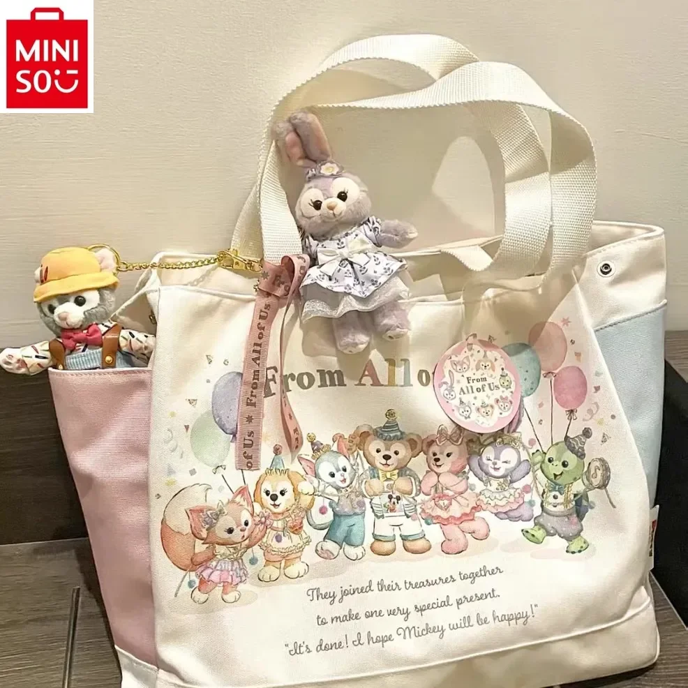 MINISO Disney Cartoon Duffy Bear Large Capacity Learning Bag for Women High Quality Canvas Cute Lightweight Handbag