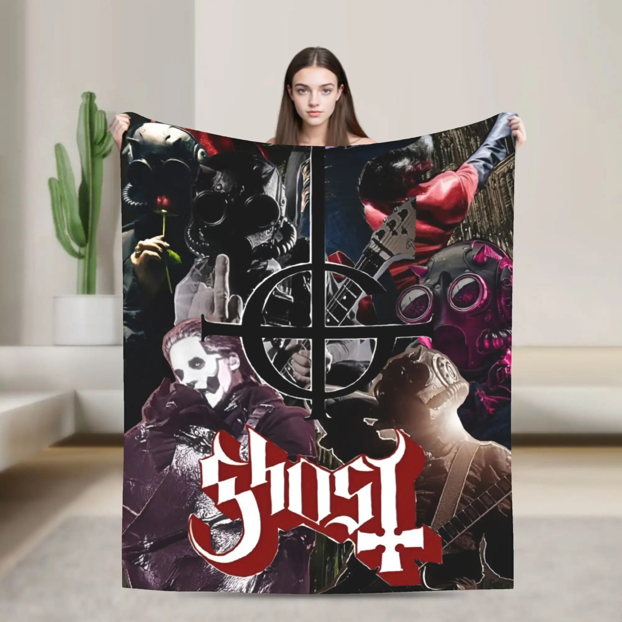 بطانيات فرقة الشبح السويدية روك باند الهالوين الفانيلا الجدة الدافئة رمي بطانية للمنزل مطعم طوال الموسم