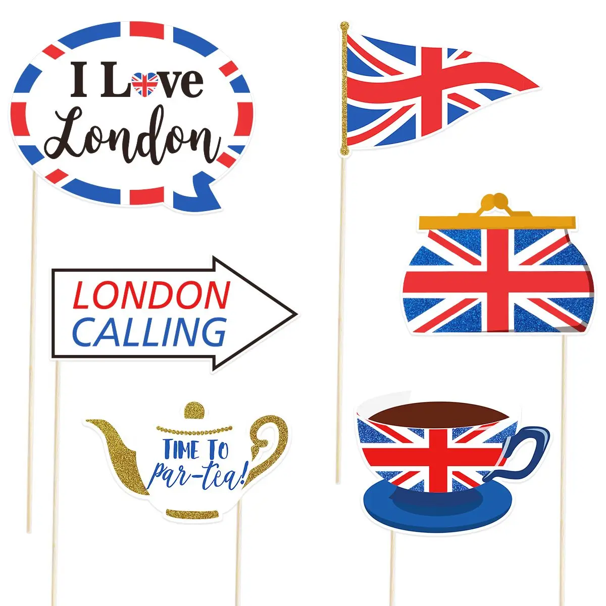 

Decoration Patriotic Photo Booth Props UK Flag Toothpick Paper Bride National Day