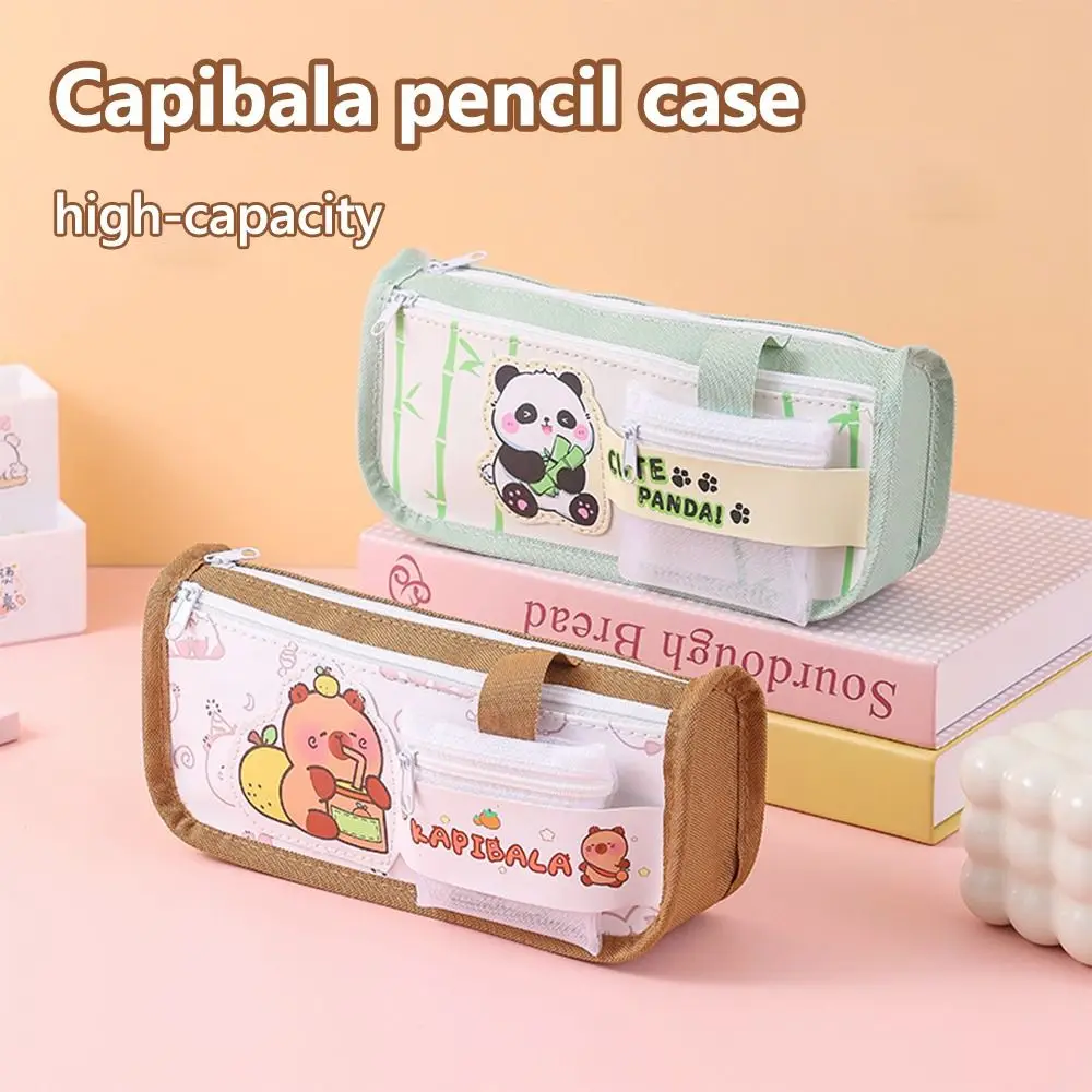

Cute Capybara Pencil Case Large Capacity Student Stationery Dirt-resistant Pen Bags with Small Bag Zipper Stationery Bag