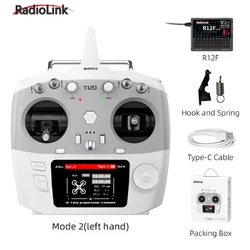 Radiolink T12D 2.4Ghz 12 Fully-proportional Channels Transmitter with Receiver R12F Remote Control for Drone Aircraft Boat