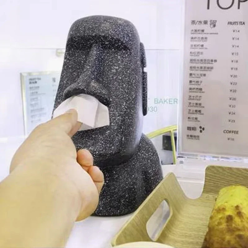 

Portrait Paper Towel Box Resurrection Island Stone Statue Tissue Case Resin Office Desktop Napkin Dispenser Halloween Decoration