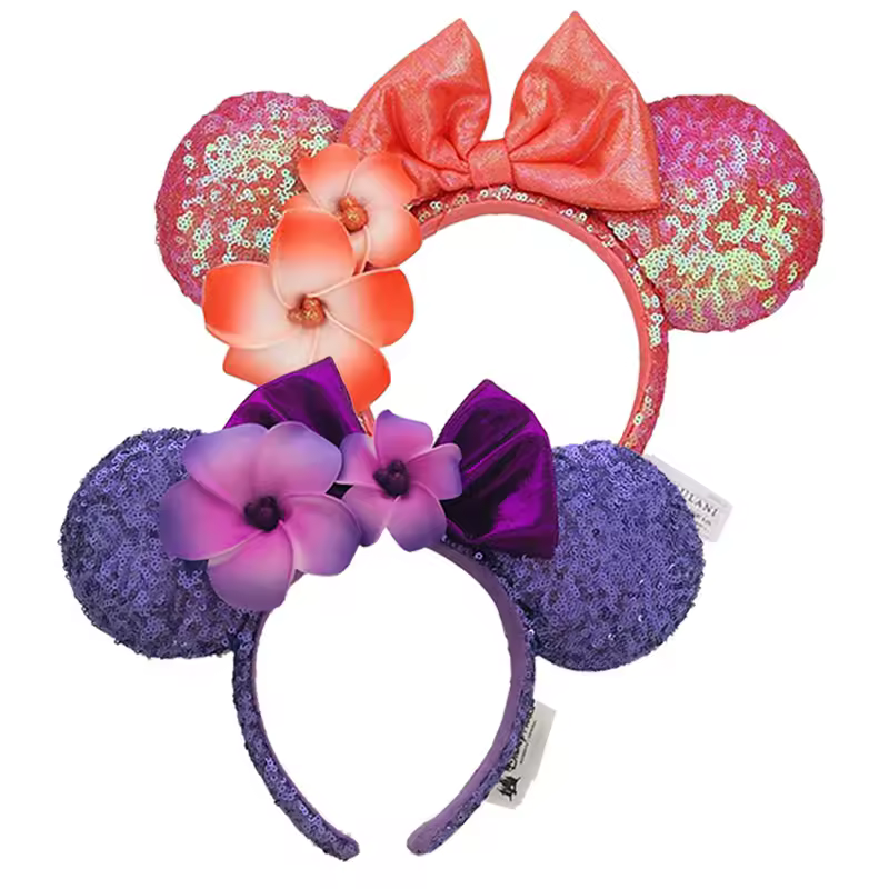 2026 Mickey Mouse Ears Headband 2025 Cinderella Rapunzel Princess Bow Minnie Ear Headwear for Adult Kids Holiday Hairband - Image 35
