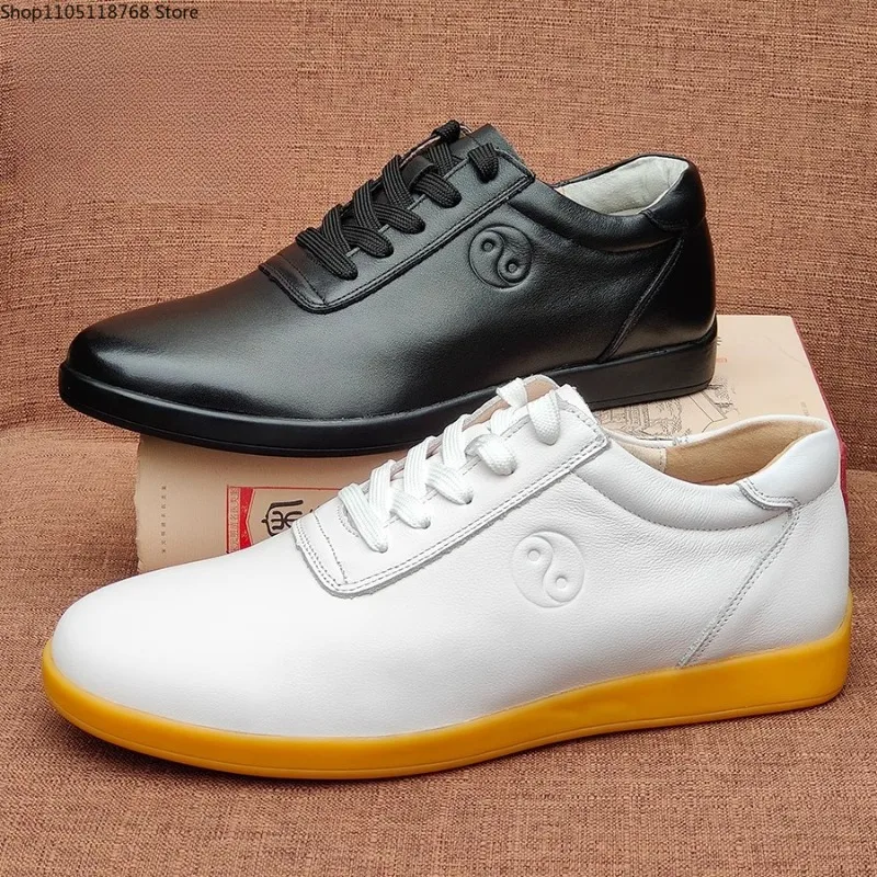 

Four-Season Genuine Leather Tai Chi Shoes Soft Cowhide Martial Arts Shoes Morning Practice Kung Fu Performance