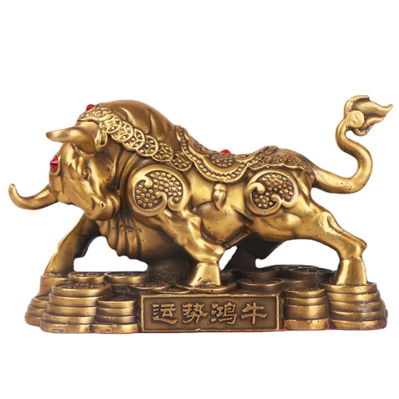 Money Ox Zodiac Ox Craft Ornament for Home and Office Decoration, Copper Ox, Fortune Ox