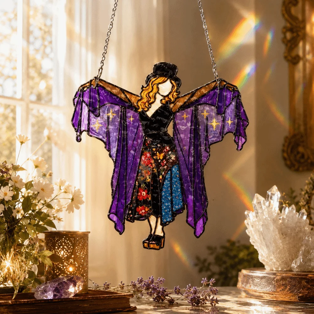 Colorful Dancing Lady Window Pendant Home Decor Acrylic Hanging Ornaments Halloween Gothic Witch Style Wind Spinner Home