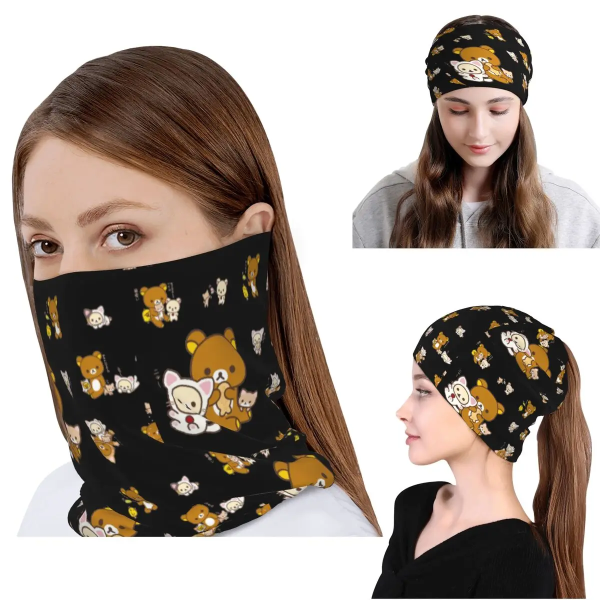 

Rilakkuma Sakura Bandana Neck Gaiter Mask Scarf Warm Balaclava Beanies Hat Unisex Adult Windproof