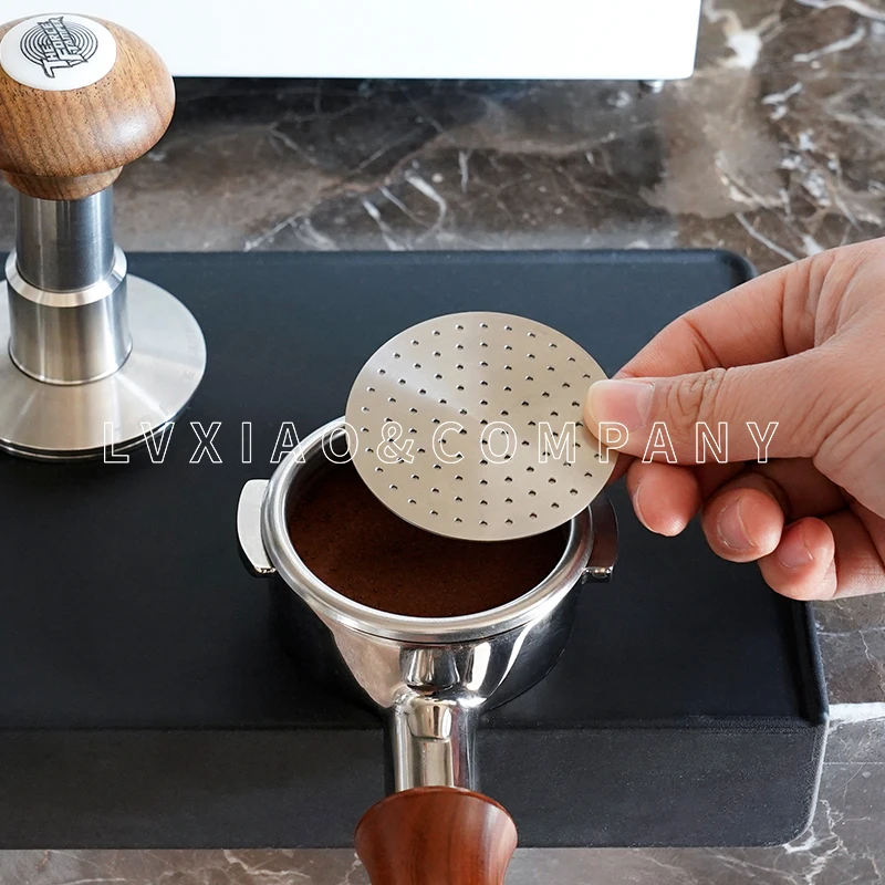 watchget 51/53/58.35mm Double-deck Espresso Puck Screen with Magnetic Nail Coffee Reusable Filter for Portafilter Barista Tool