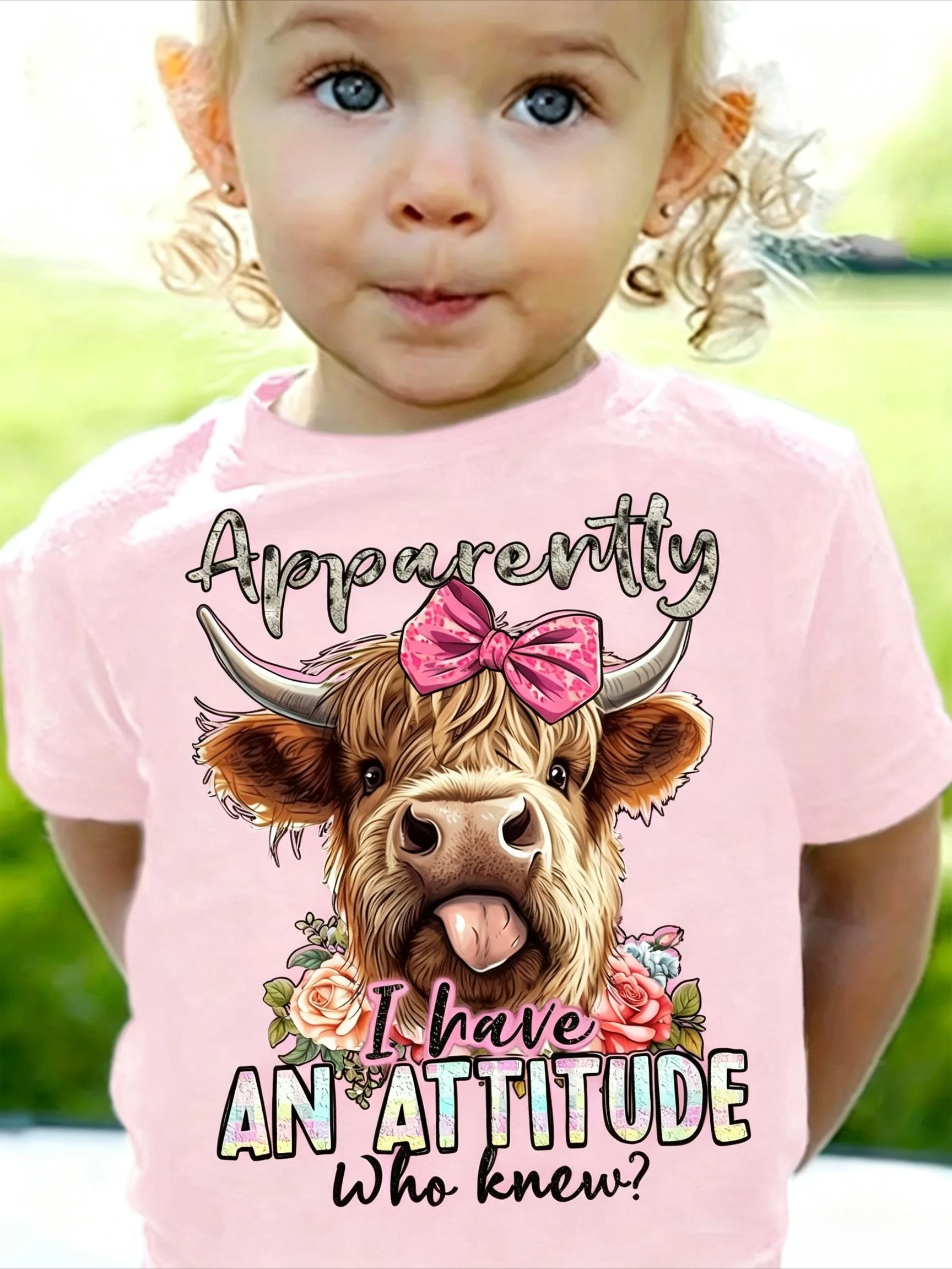 Chicfull Girls T-Shirt Cute Bow Cow Print Summer Short Sleeve Round Neck Soft Breathable Casual Kids Top Multi Colors Sizes
