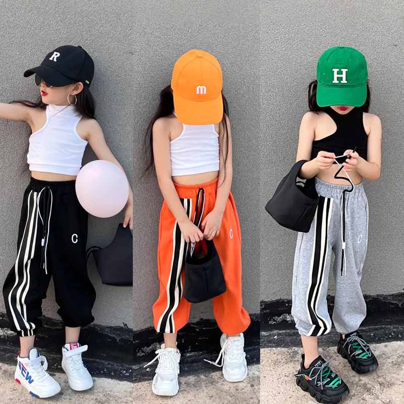 

Spring Autumn Girls Jogger Pants Baby Trousers Kids Sweat Pants For Toddler Children Pants Fashion Striped Letter 4-13Y