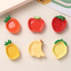 10PCS Shiny Fruit Plate Series Miniature Flat Back Resin Cabochons For Hairpin Scrapbooking DIY Home Decor Craft Accessories