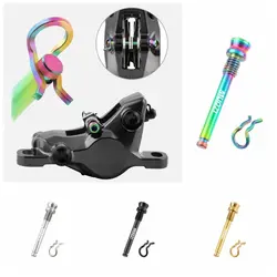 Titanium Disc Brake Pad Bolts M4*26mm Pins Spring Clips Bicycle Disc Brakes Screws with Fixing Clip Lightweight