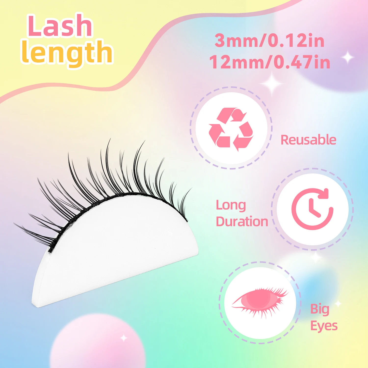 Comic Eye 10 paia di occhi ingranditi Ciglia finte stile naturale Little Devil Black Meme