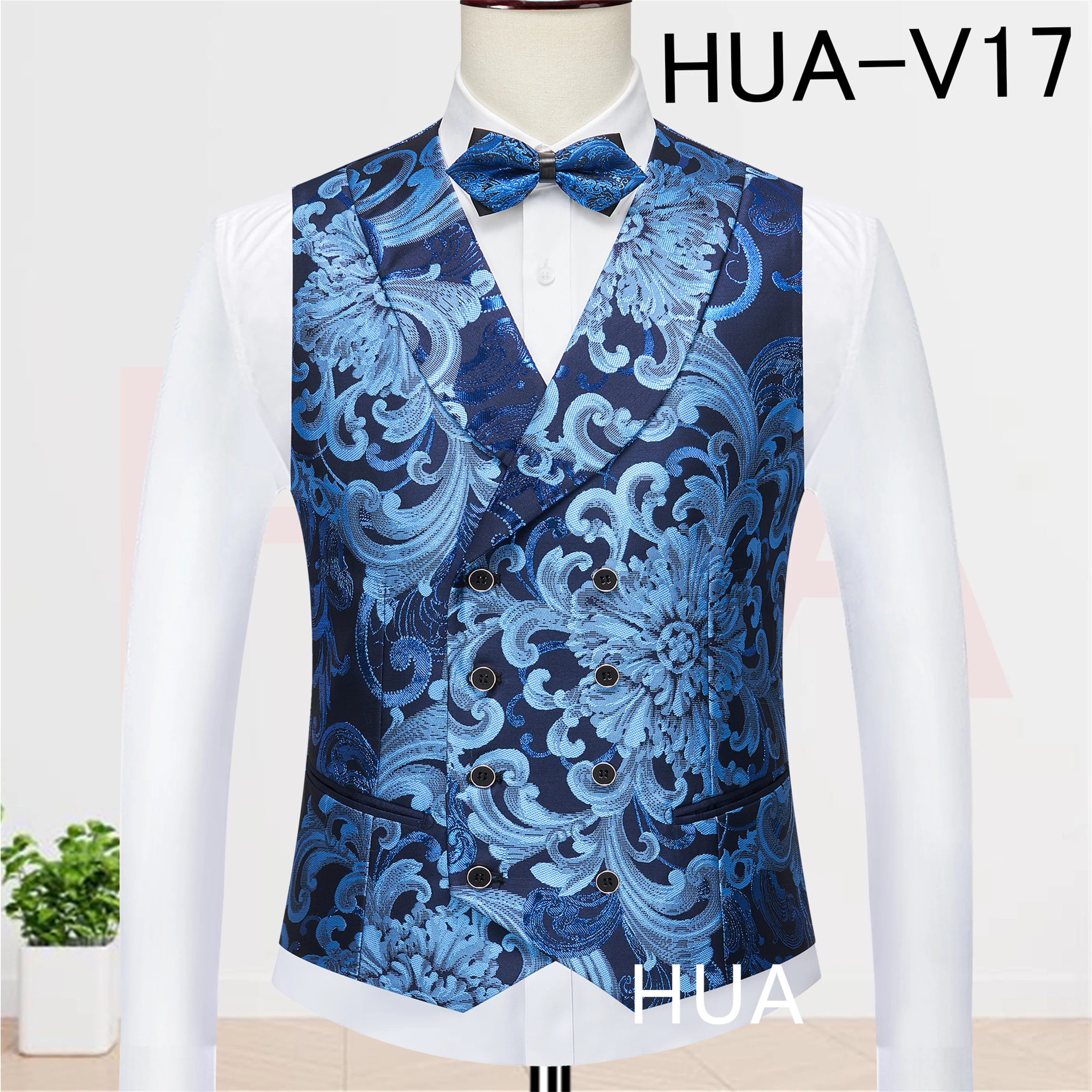 

Мужской жилет Thorndike 2026: высококачественный, синий, с жаккардовым узором «Пион», для модных показов и вечеринок, двубортный, стильный, для торжественных мероприятий