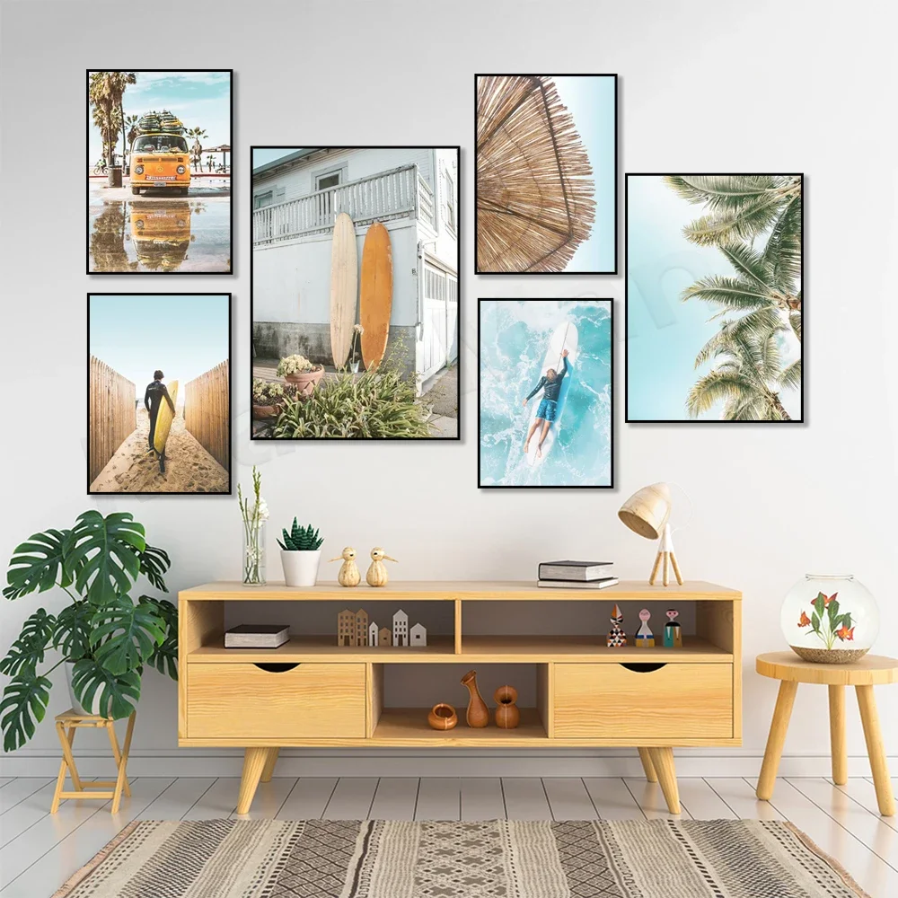 

Surf Poster, Beach Surfboard Art, Ocean Print, Gallery Wall Coastal Print, Surf Poster Tropical Art Beach Travel Poster