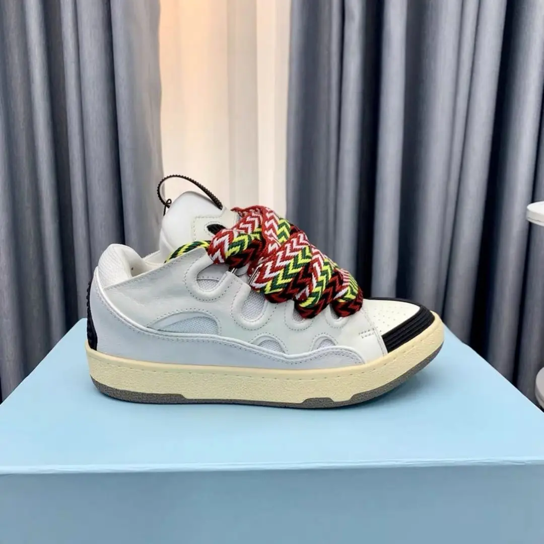 New Men's Women's sports shoes Casual Shoes Splicing color design Thick tongue Colorful shoelace Matching fashion Shoes