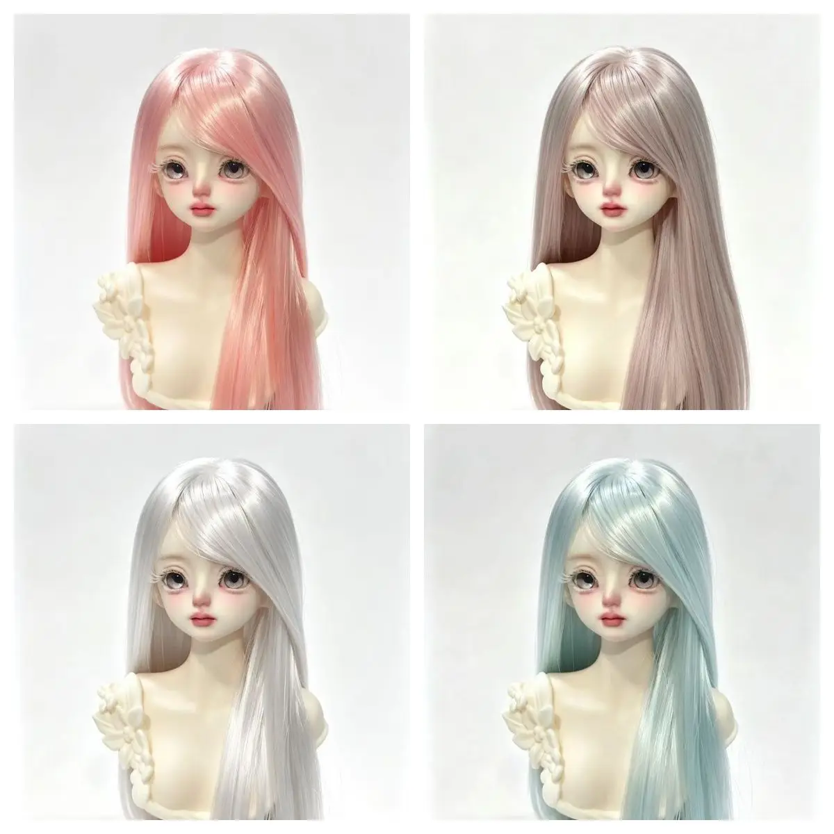 for 1/3 1/4 1/6 Bjd Doll Wig Multi-Color Long Straight Blank Wig Embryo Unstyled Raw Hair Base for Diy Hand Trimming Styling