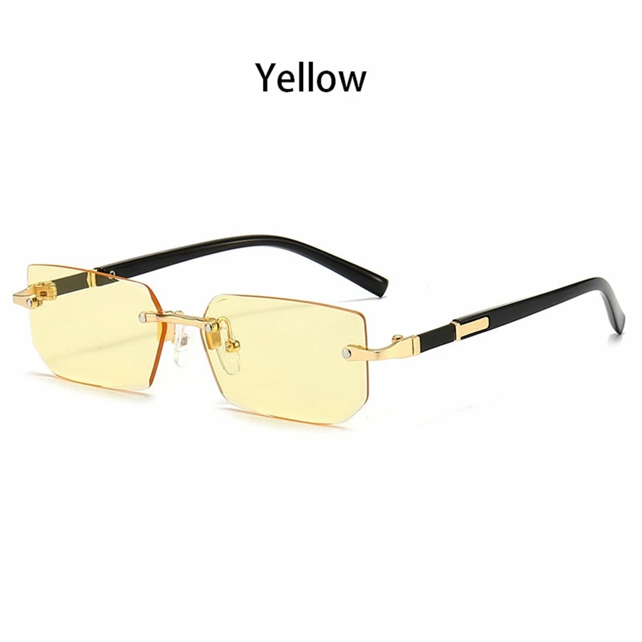 36 Stück randlose Sonnenbrillen für Männer und Frauen, rechteckige Verlaufsgläser, Metallrahmen, farbige Gläser, Unisex-Brillen, luxuriöse Mode – Detail 12