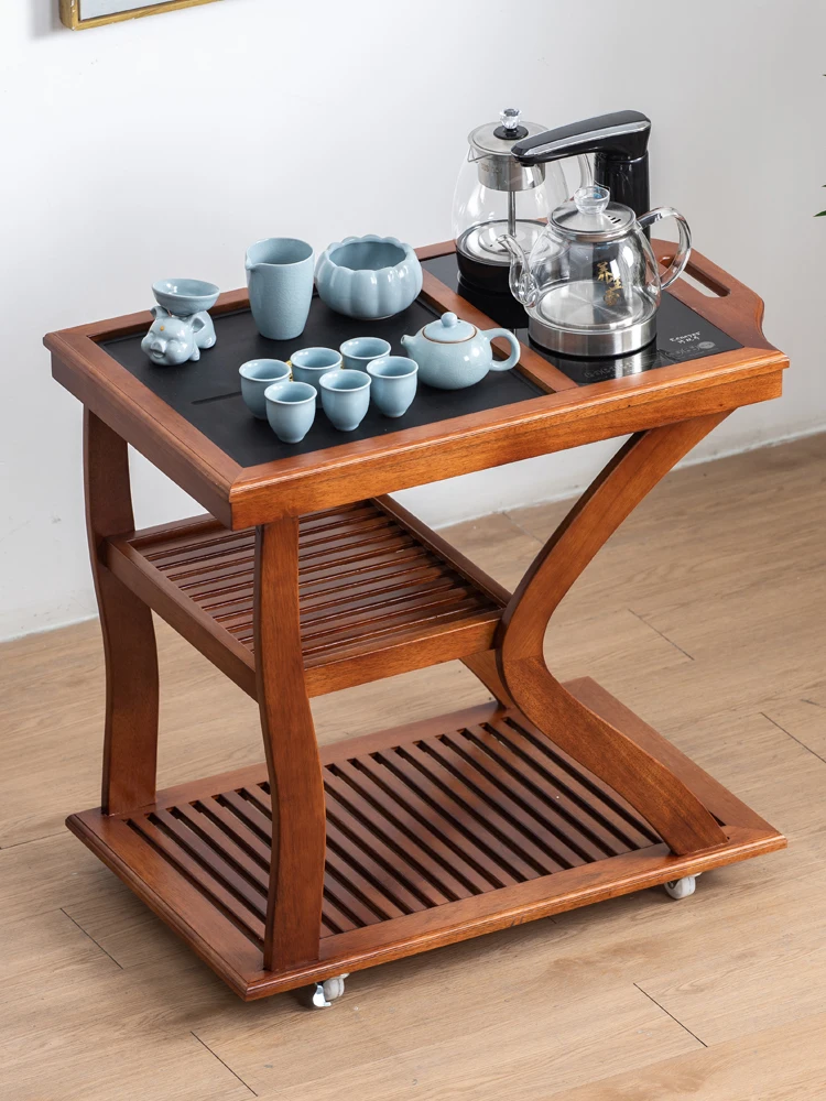 Huali wood integrated mobile tea cart and household kettle