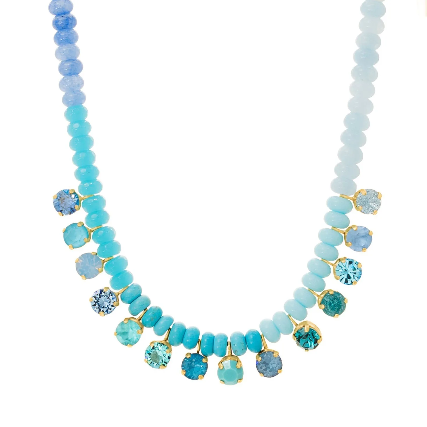 Bohemian Beaded Necklace For Women Natural Stone Beads Gradient Zircon Pendant Dopamine Colorful Brass Plated Boho Daily Jewelry