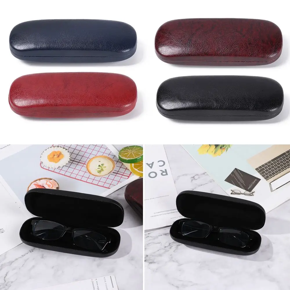 

Portable Eyeglass Pouch Hard Frame Reading Glasses Box Eyewear Protector Spectacle Case Leather Glasses Case