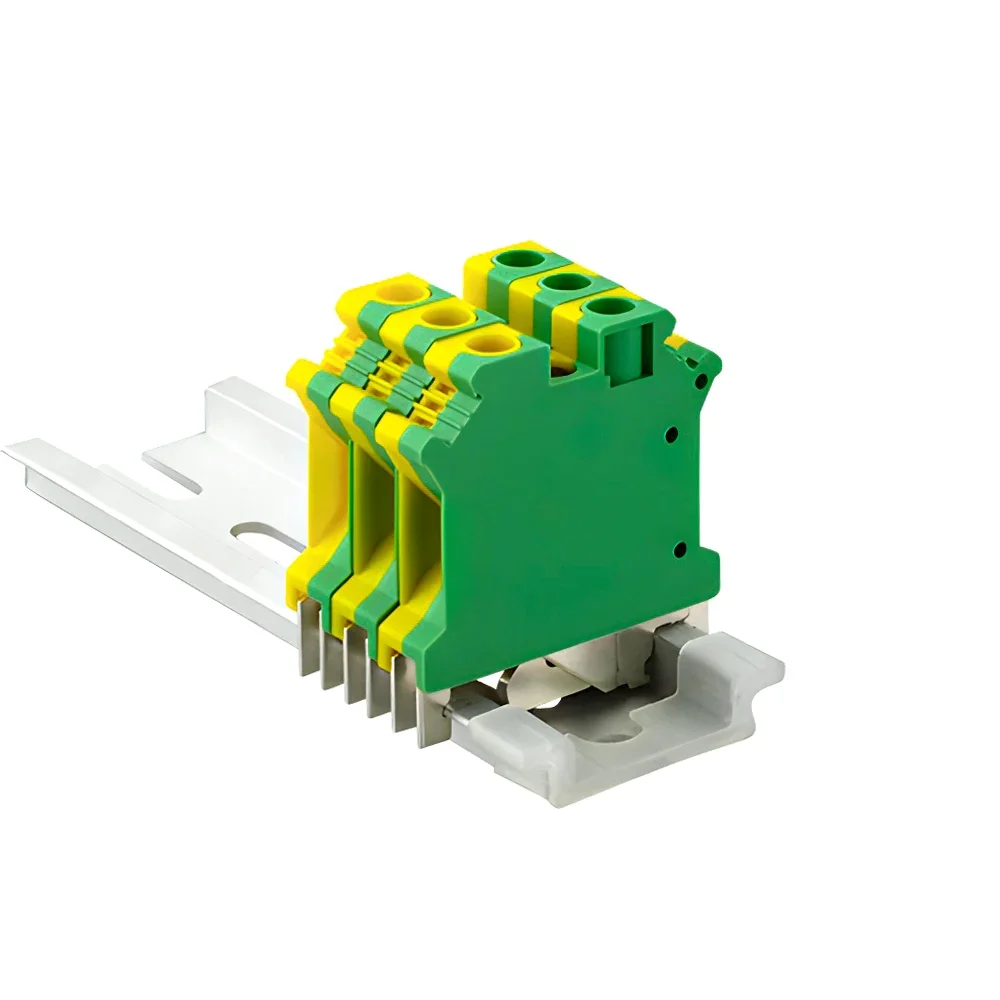 PE Din Rail Terminal Blocks 10Pcs USLKG-6N Ground Universal Class Connector Screw Wire Conductor USLKG6