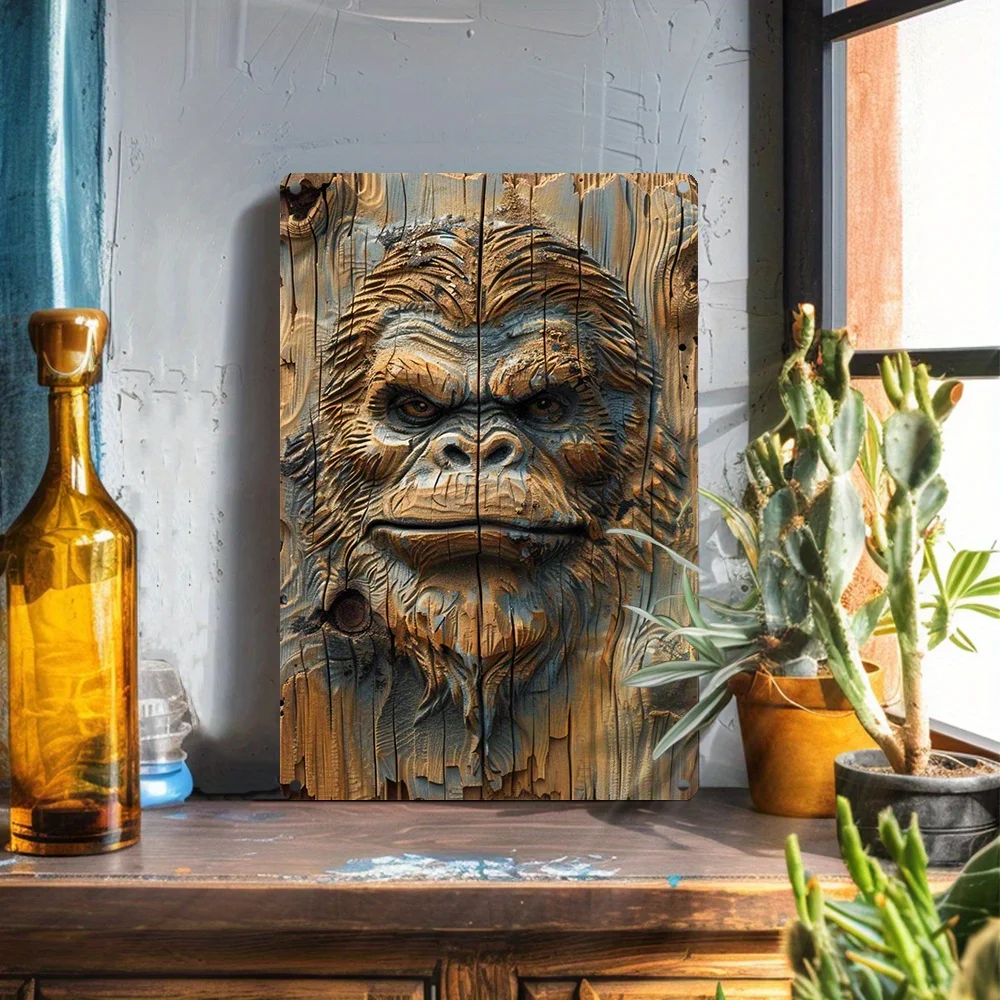 Vintage Sasquatch Aluminum Sign  Multipurpose Wall Decor, Moisture Resistant Metal Plaque for Home, Garden, Toilet - Retro