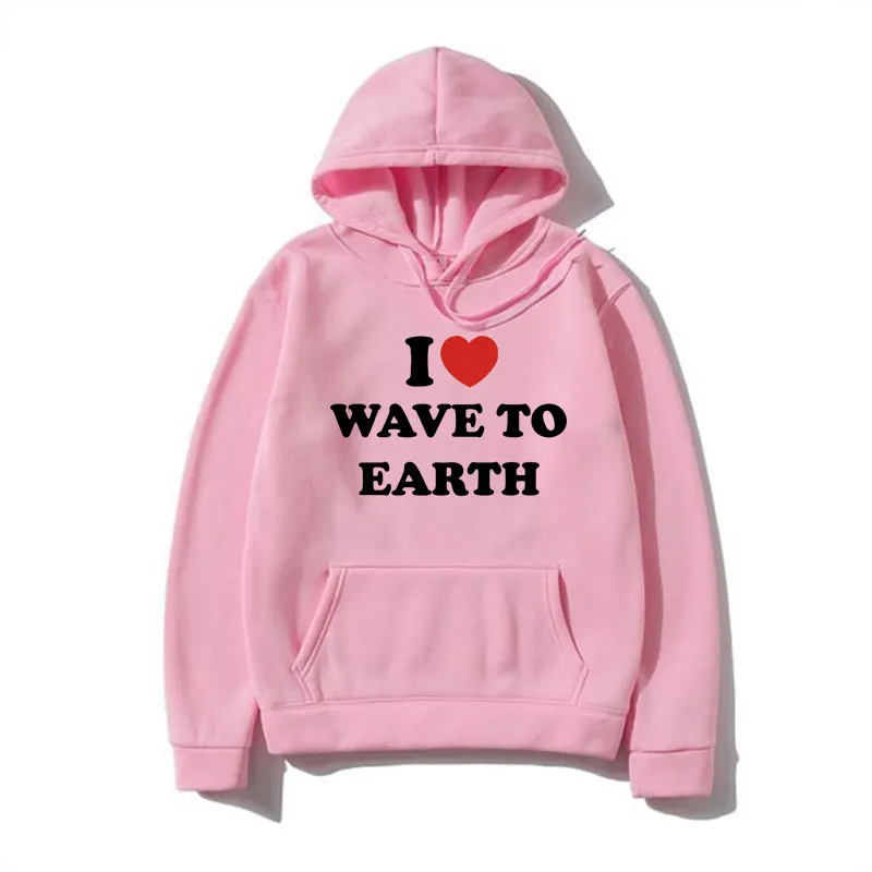 Funny I Love Wave To Earth Graphic Print Hoodie Men Women Clothes Hooded Sweatshirts Fall and Winter Gothic Fleece Pullover Male