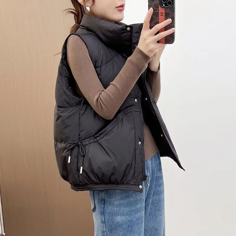 2026 New Winter Down Cotton Vest Wmen Fashion Windproof Cold Proof Warm Waistcoat Coat Short  Sleeveless Cotton Jacket Parker