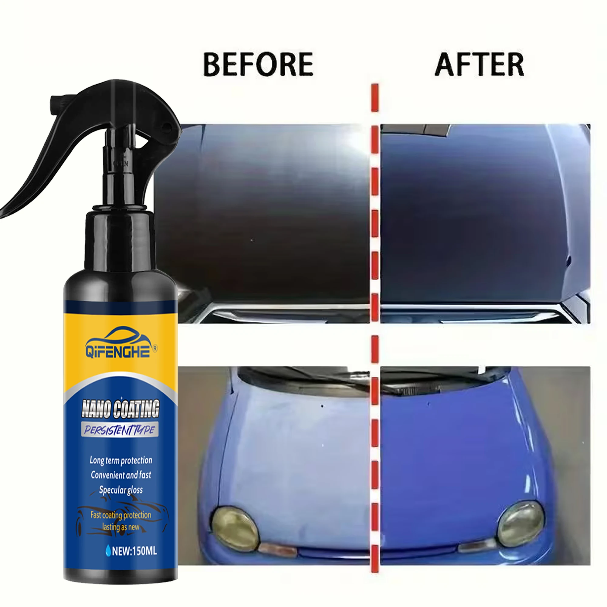 بخاخ طلاء نانو 3 في 1 خاص بالسيارة - تركيبة مقاومة للخدش عالية الجودة، تأثير لمعان عالي الوضوح، مناسب للجميع