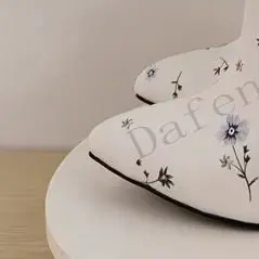 White Floral Print Knee High Boots Pointed Toe Stiletto Heels Women Sweet Casual Daily Party 2026 New Fashion Tall Boots