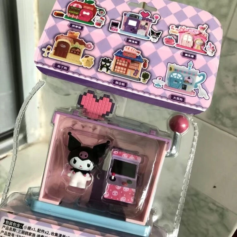 

Детская игрушка My Melody Kuromi Cinnamoroll, игровой домик, уличный вид, Сращивание, сборная Штабелируемая модель, коллекция детских подарков