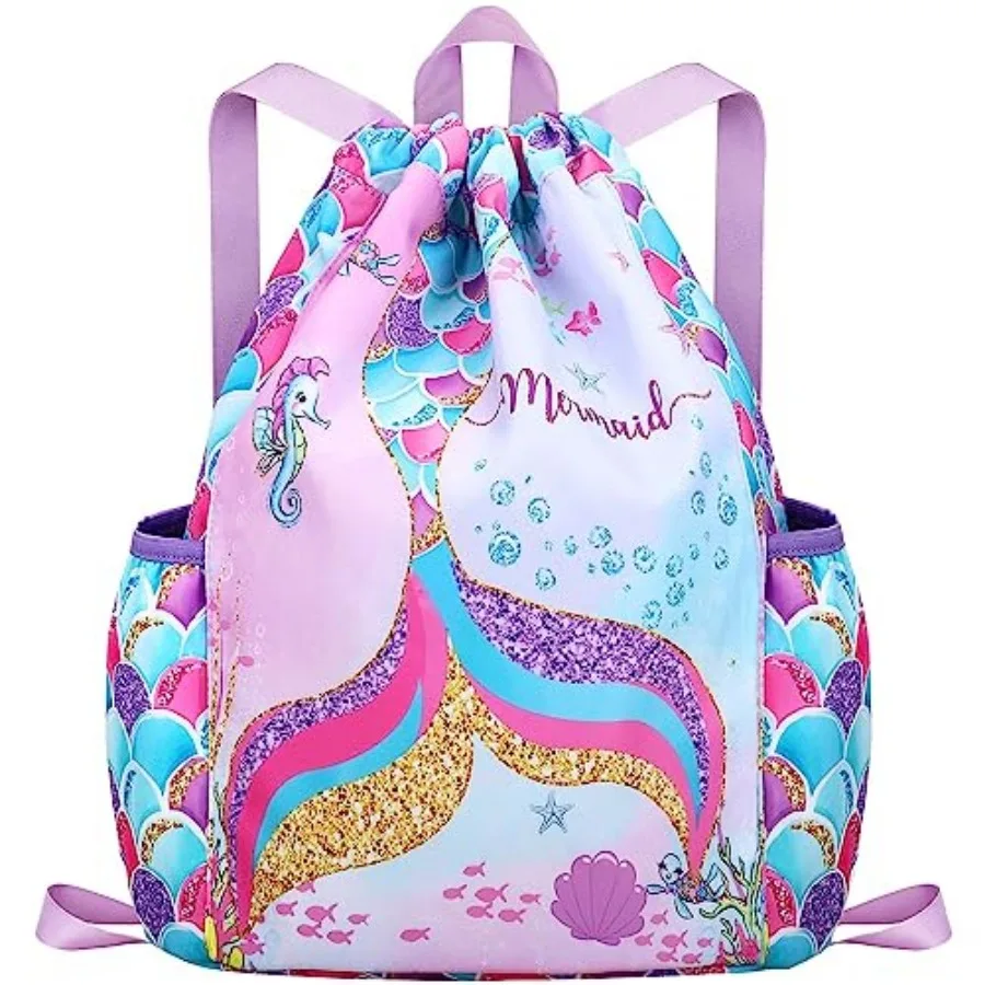 

Drawstring Backpack for - Bags for Girls Gym Dance Beach Swim Travel Bag With Two Water Bottle Holder
