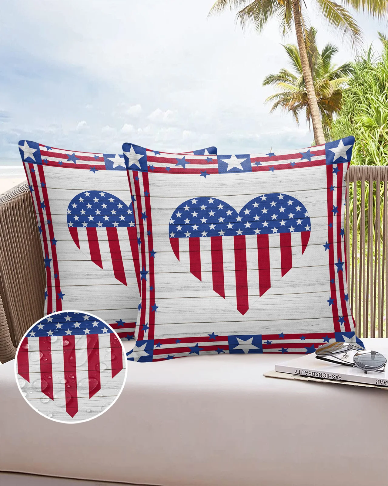 

Retro Wood Love Red Stripe 2/4PCS Outdoor Pillowcase Waterproof Pillow Cover Case Garden Patio Cushion Covers Home Decor