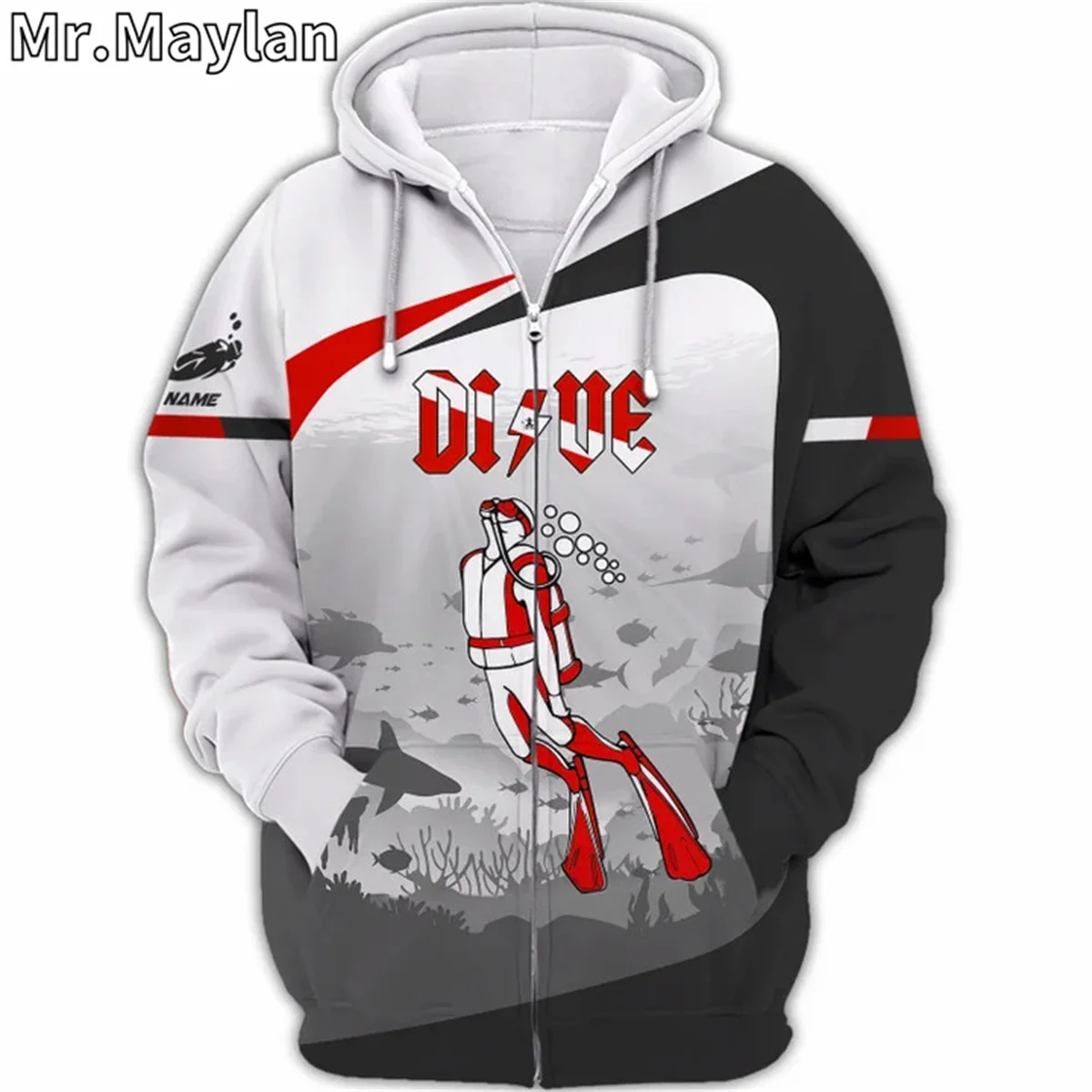 CUSTOM DIVER ZIPPER HOODIE SCUBA DIVING 3D Printed Hoodies Men/Women Sweatshirt Streetwear Pullover Casual Jacket Tracksuits-044