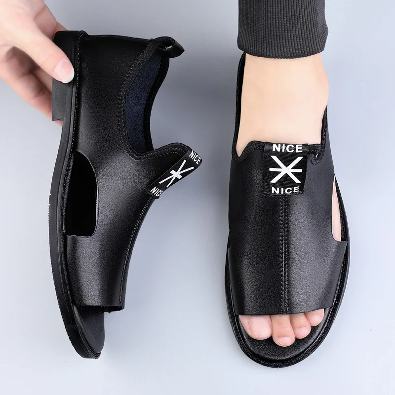 Summer  Men's Sandals Genuine Leather Sandals Men Beach Shoes Sandals Men Casual Shoes 2024 New image 3