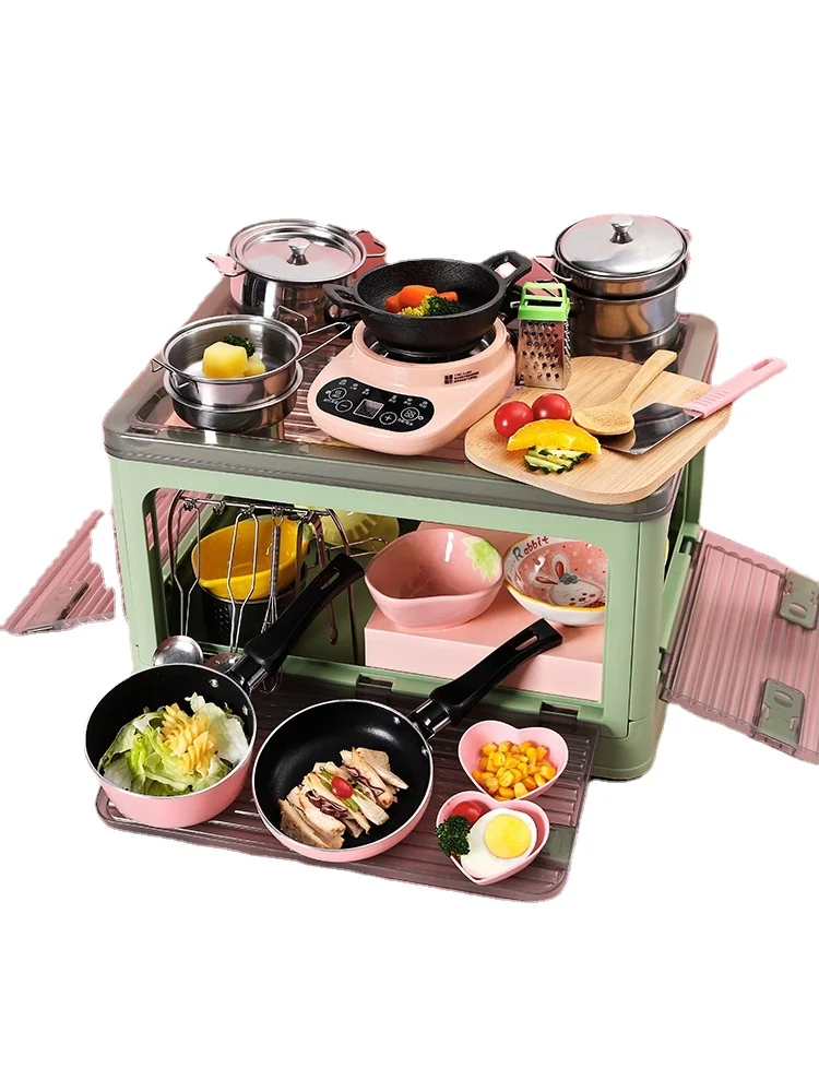 

Zl Mini Kitchen Real Cooking Full Set of Kitchenware Cooking Toys Birthday Set