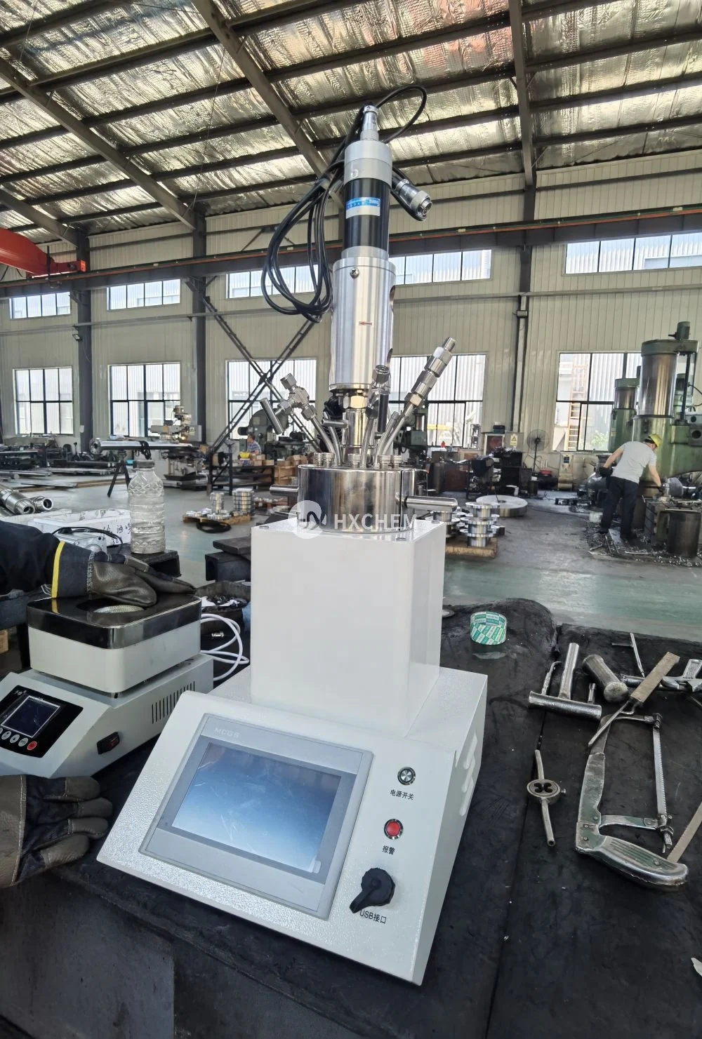 HXCHEM NEW ASME U STAMP 500ml Bench Top Mechanical Drive High Pressure Autoclave Reactor with PLC PID Automatic Controller