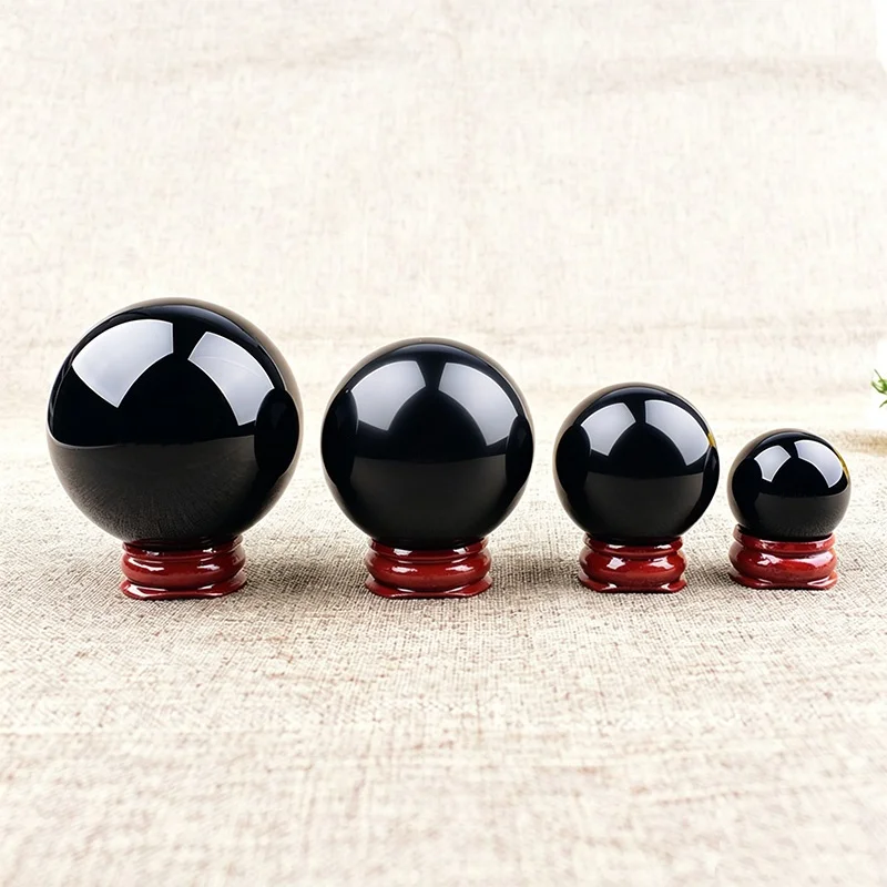 1 pièce Boule de pierre d'obsidienne naturelle 2,8-6 cm, Ornement de table, Spécimen minéral, Décoration d'intérieur, Artisanat, Cadeau de festival