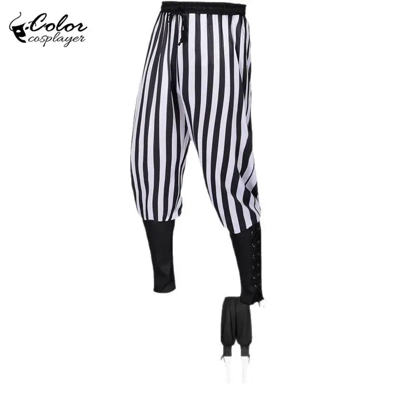 Cor cosplayer vertical modelado calças pirata medieval tornozelo ligação calças pirata cosplay traje carnaval festival wear