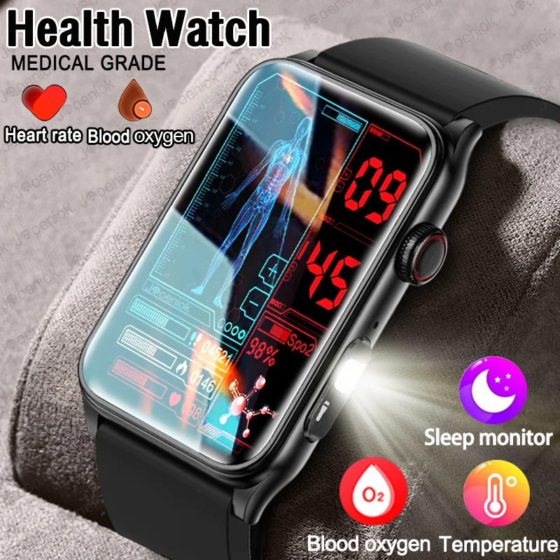 

2025 New Smart Watch Men ECG+PPG Blood Pressure Blood Oxygen Health Monitor Sport Fitness AI Vocie BT Call Flashlight Smartwatch
