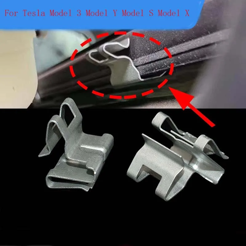 Metal Fastener Clips For Tesla Model 3 Model Y Model S Model X Door Panel Window Glass Trim Molding Retainer Clips Auto Accessor
